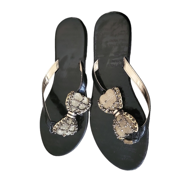 * SOLD* Simply Vera Wang women's beaded butterfly knots slippers, 7-8, black - Picture 2 of 9